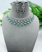 Stone Necklace & Earrings Set | Indian Jewellery | Elegant Crystals Jewellery Indian Neckles Set for