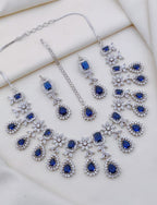 Multicolor CZ Stone Bridal Jewelry Set with Maang Tikka & Earrings | Indian Jewellery | Premium Stone Jewellery Indian Neckles Set