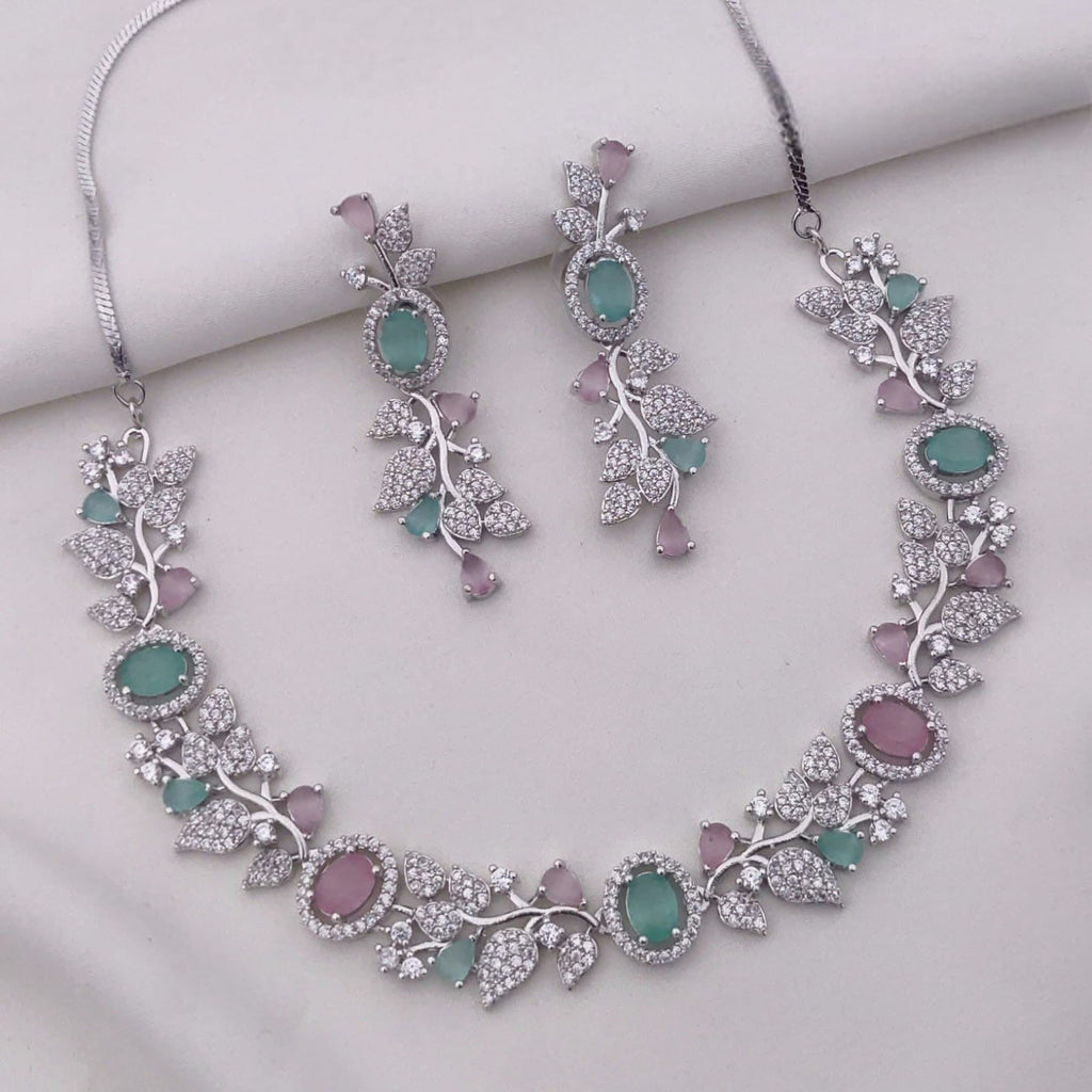 Sapphire Blue Stone Necklace Set with Earrings | Indian Jewellery | Premium Stone Jewellery Indian Neckles Set