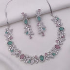 Sapphire Blue Stone Necklace Set with Earrings | Indian Jewellery | Premium Stone Jewellery Indian Neckles Set
