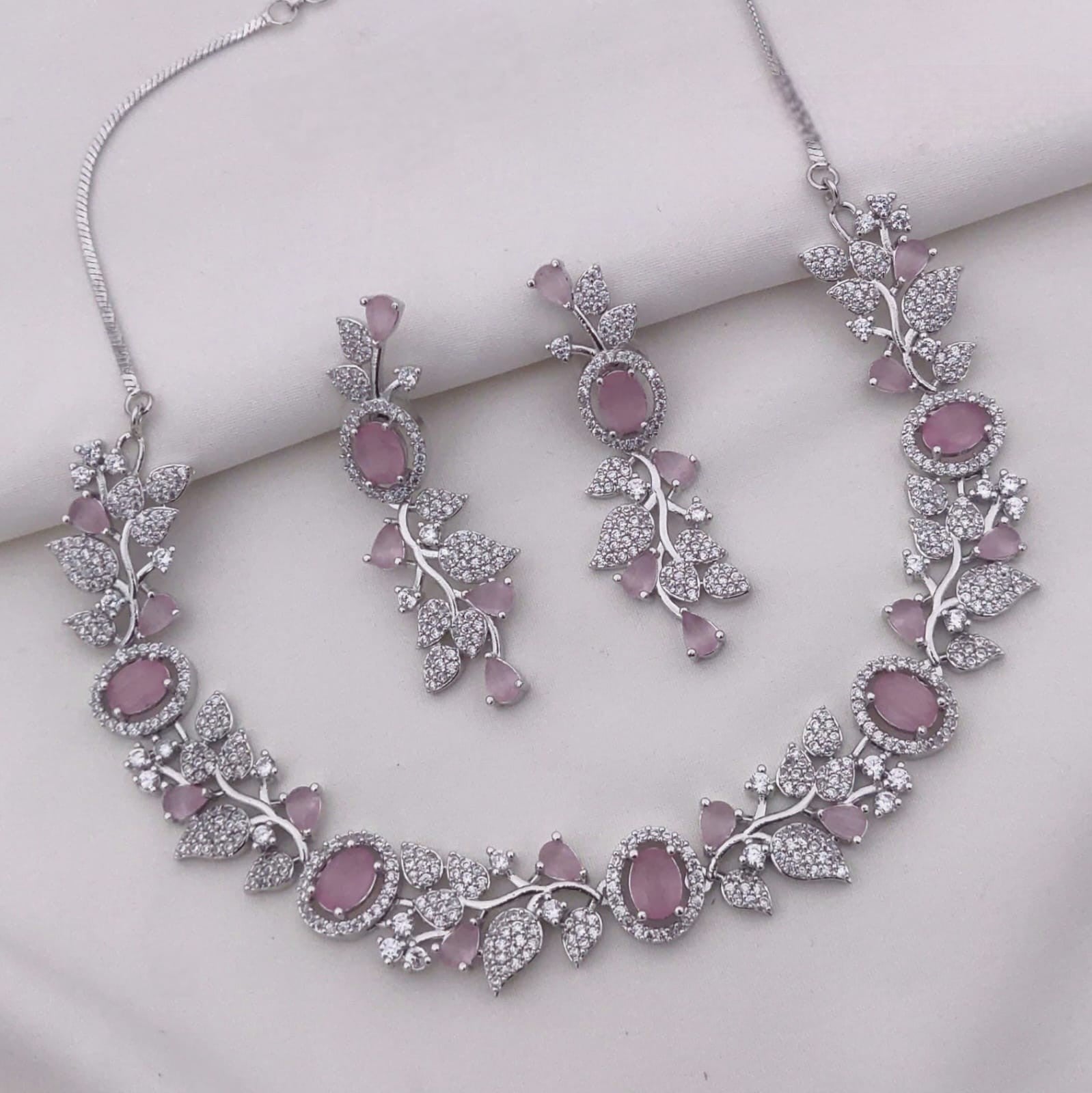 Sapphire Blue Stone Necklace Set with Earrings | Indian Jewellery | Premium Stone Jewellery Indian Neckles Set