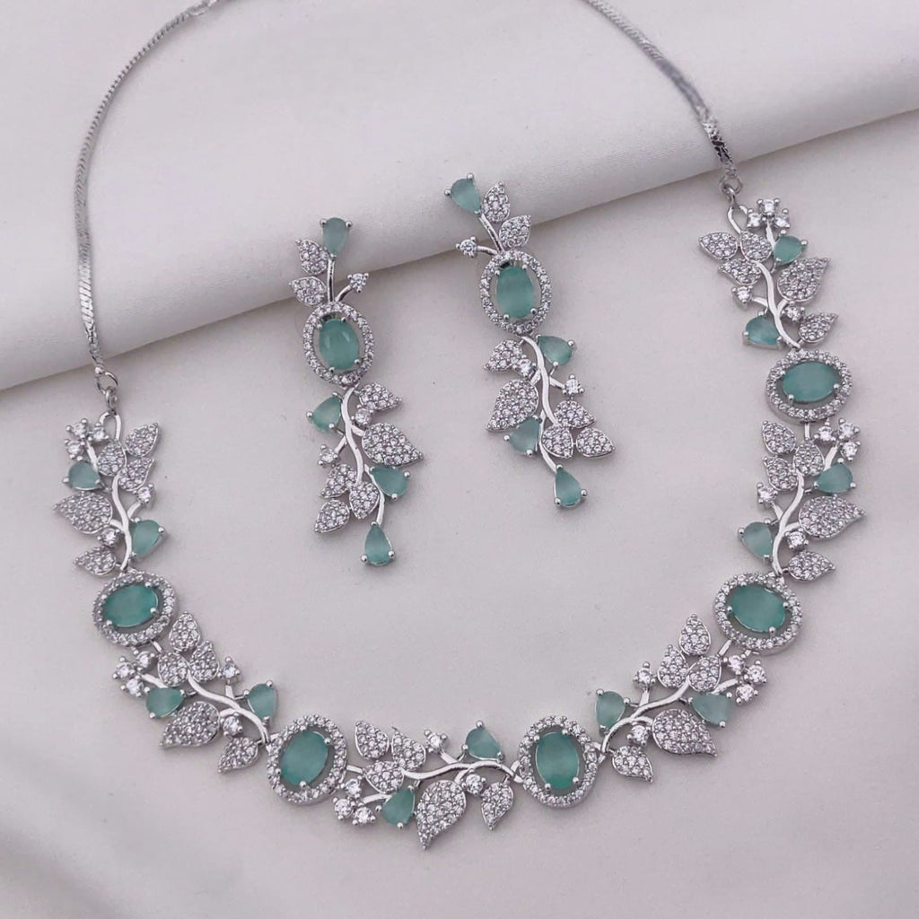 Sapphire Blue Stone Necklace Set with Earrings | Indian Jewellery | Premium Stone Jewellery Indian Neckles Set