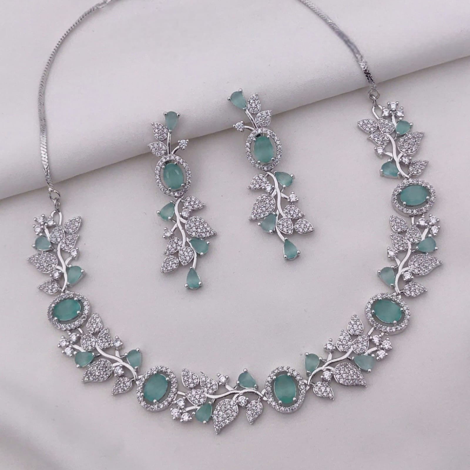 Sapphire Blue Stone Necklace Set with Earrings | Indian Jewellery | Premium Stone Jewellery Indian Neckles Set