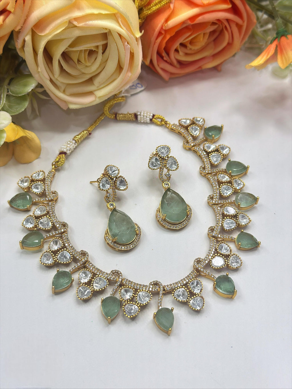 Stone Necklace & Earrings Set | Indian Jewellery | Stone Jewellery | Indian Necklace Set