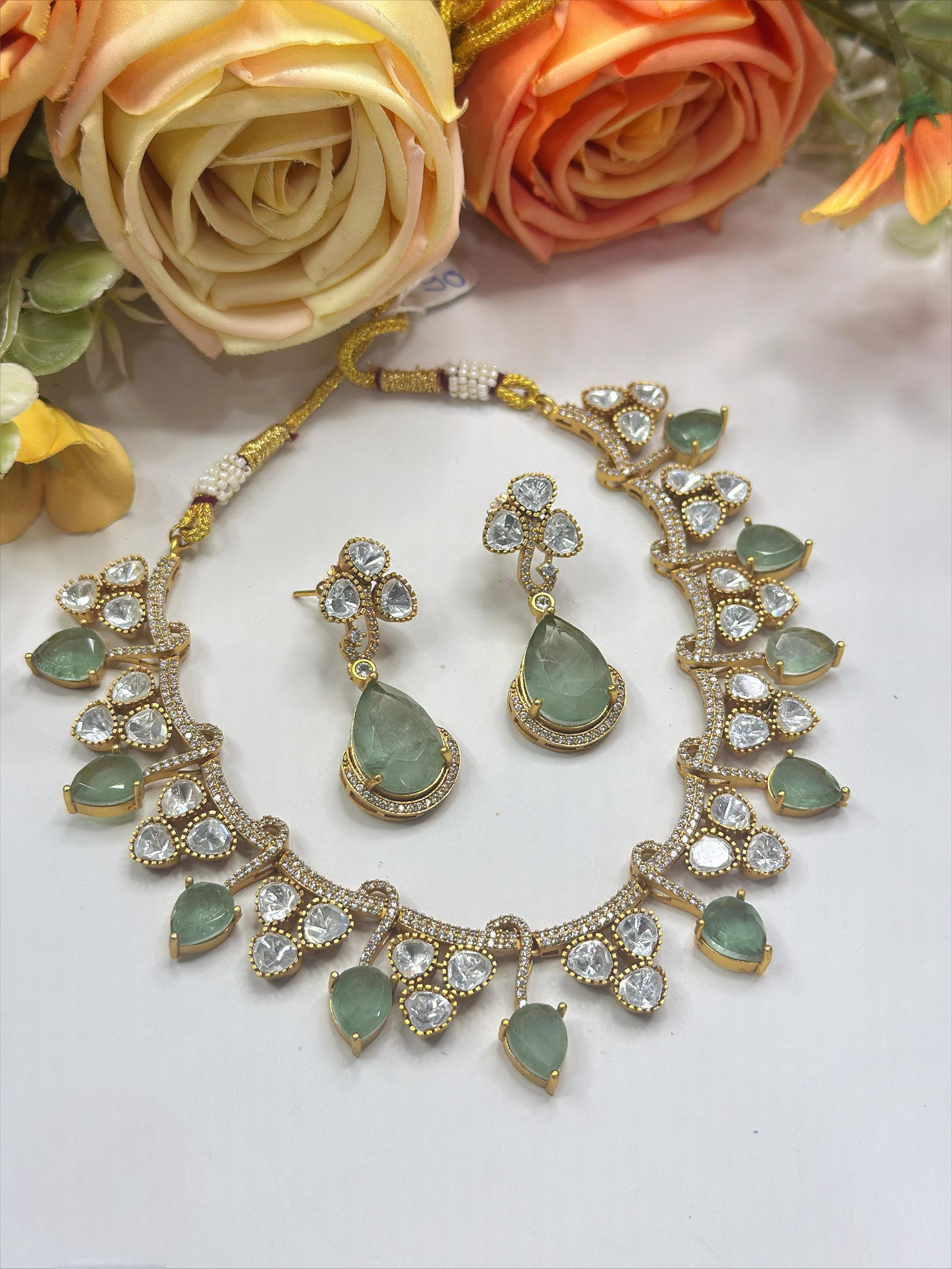 Stone Necklace & Earrings Set | Indian Jewellery | Stone Jewellery | Indian Necklace Set