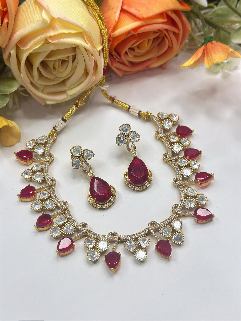 Stone Necklace & Earrings Set | Indian Jewellery | Stone Jewellery | Indian Necklace Set