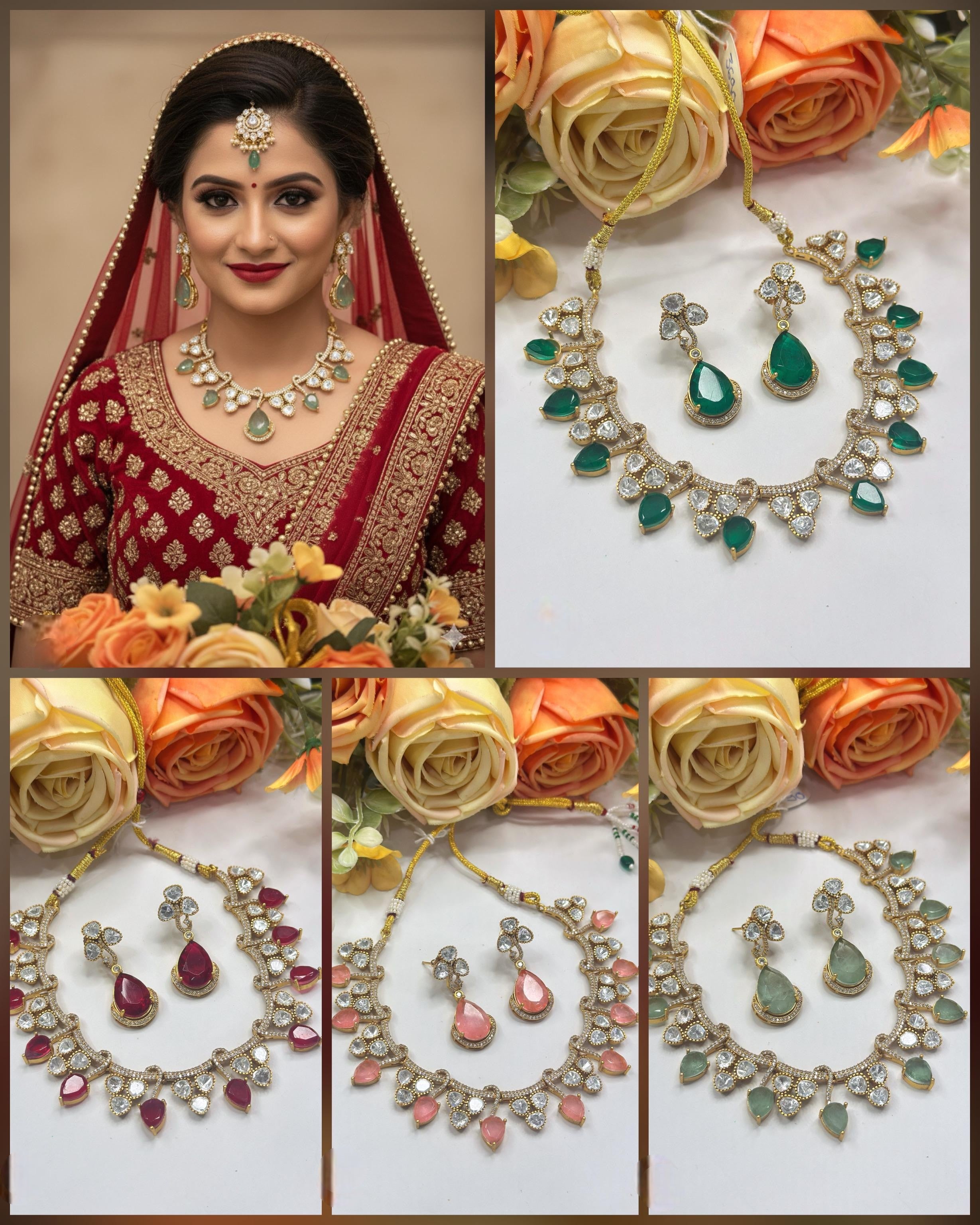 Stone Necklace & Earrings Set | Indian Jewellery | Stone Jewellery | Indian Necklace Set