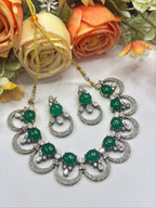 Royal Green Stone Necklace & Earrings Set | Indian Jewellery | Stone Jewellery | Indian Necklace Set