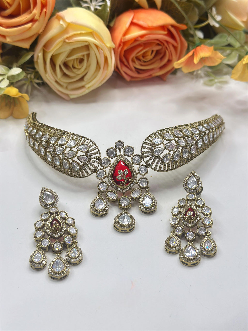 Royal Kundan Choker Necklace & Earrings Set | Indian Jewellery | Jewellery | Indian Necklace Set