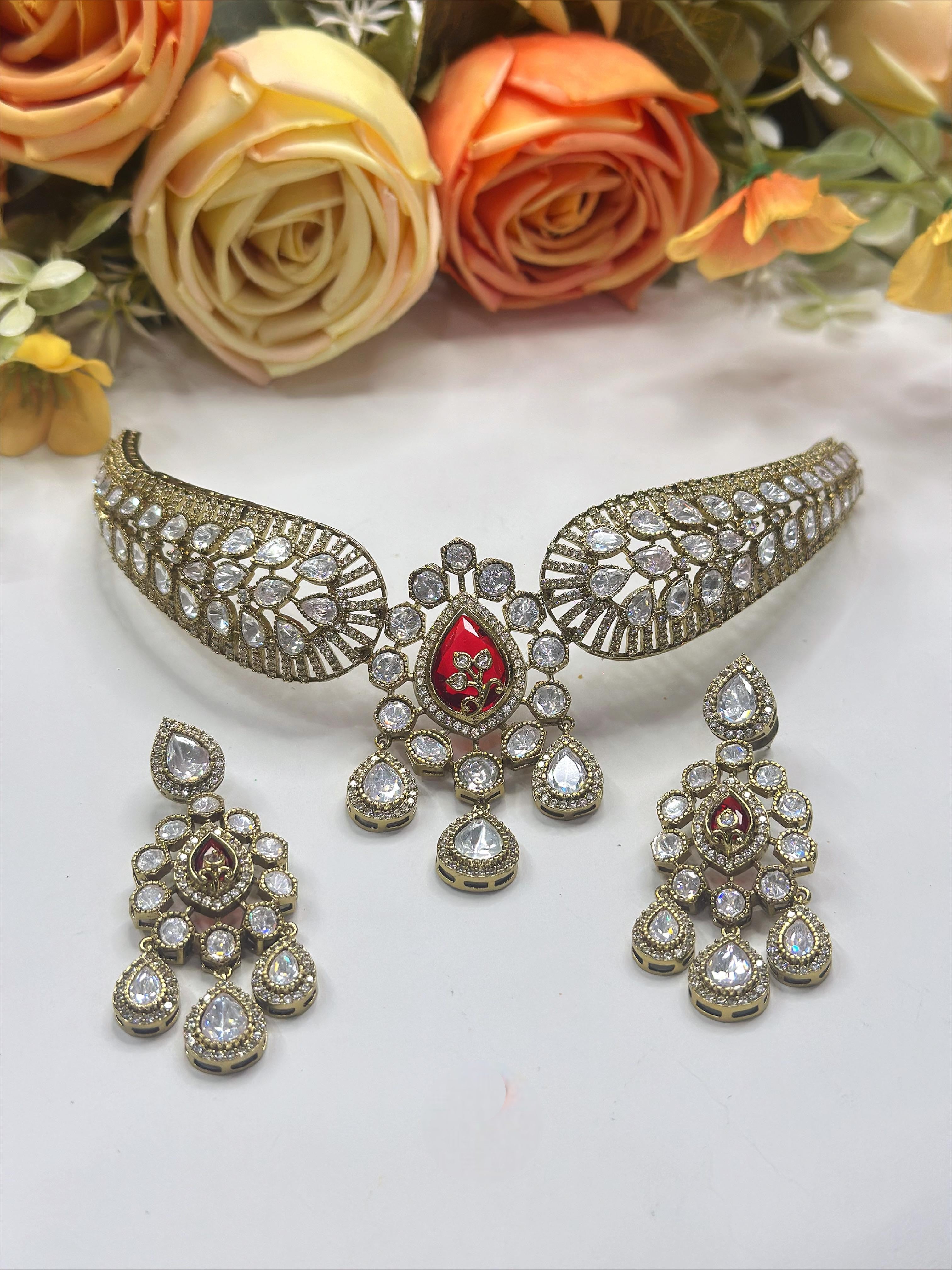 Royal Kundan Choker Necklace & Earrings Set | Indian Jewellery | Jewellery | Indian Necklace Set