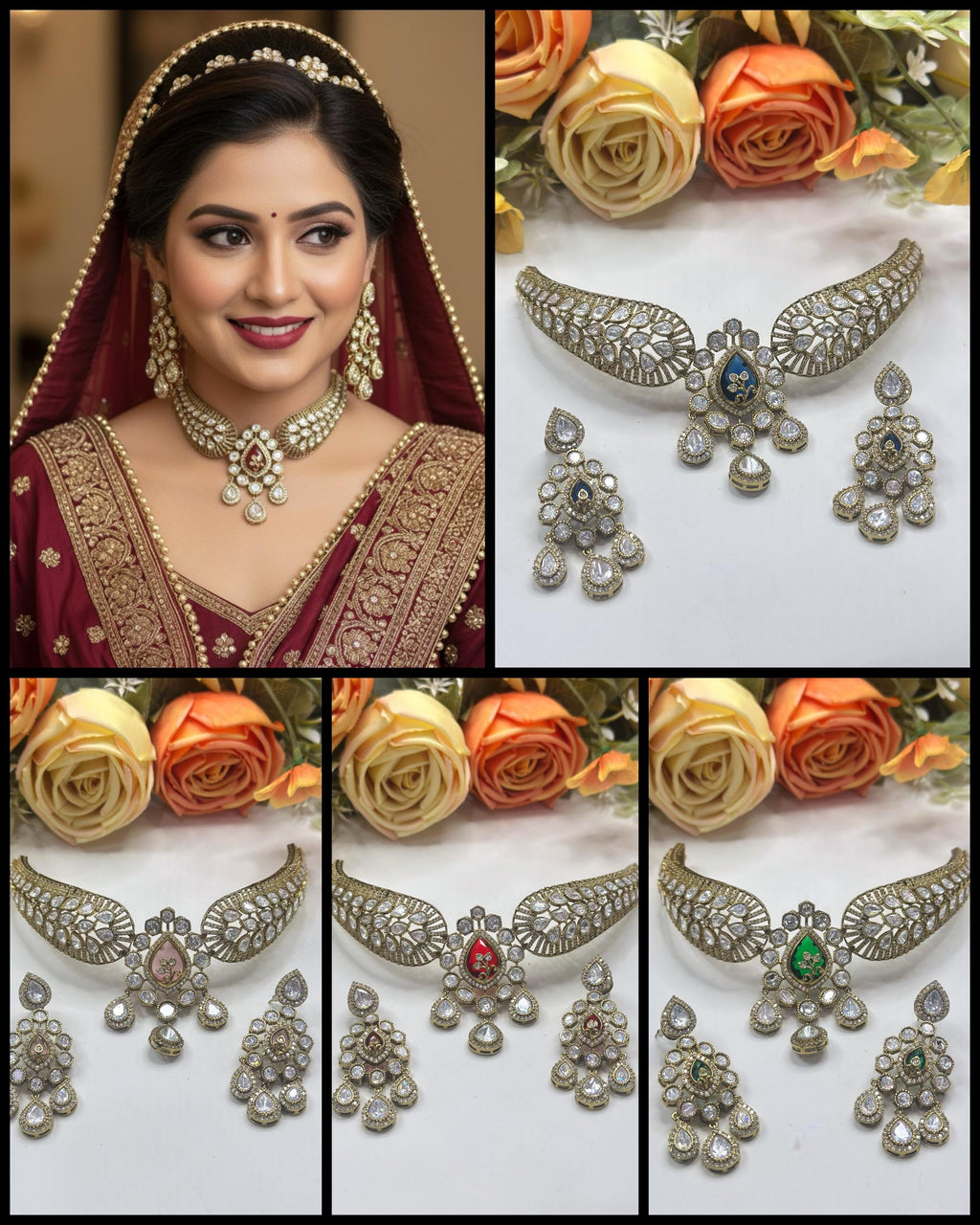 Royal Kundan Choker Necklace & Earrings Set | Indian Jewellery | Jewellery | Indian Necklace Set