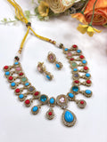 Royal Multicolor Kundan Necklace Set with Earrings | Indian Jewellery | Kundan Jewellery | Indian Necklace Set