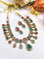 Royal Multicolor Kundan Necklace Set with Earrings | Indian Jewellery | Kundan Jewellery | Indian Necklace Set