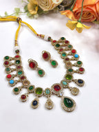 Royal Multicolor Kundan Necklace Set with Earrings | Indian Jewellery | Kundan Jewellery | Indian Necklace Set