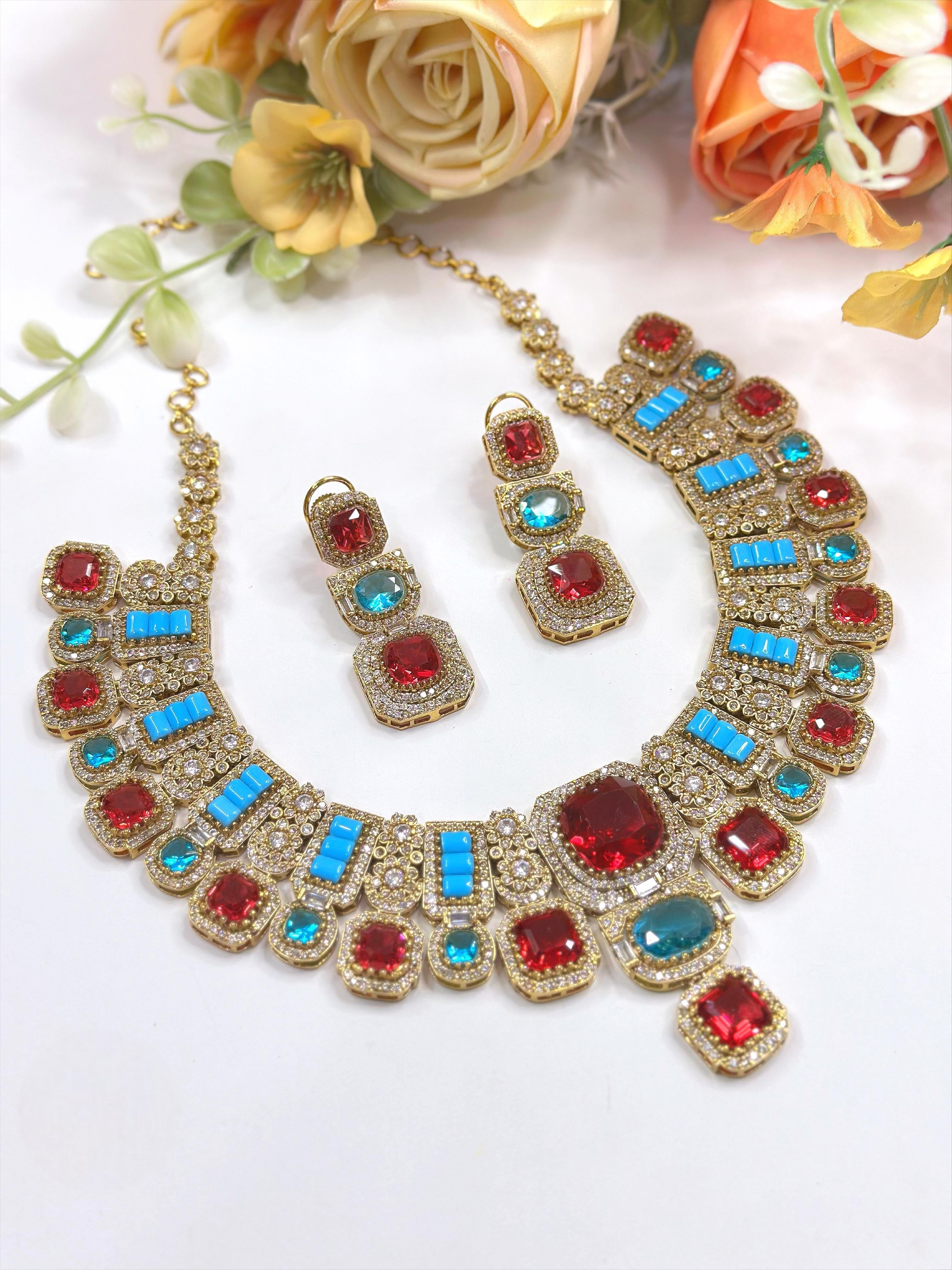 Toned Kundan Choker Necklace Set with Earrings | Indian Jewellery | Kundan Jewellery | Indian Necklace Set