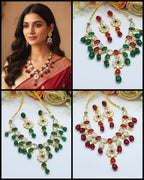 Kundan Bridal Necklace & Earrings Set | Indian Jewellery | Kundan Stone Jewellery | Indian Necklace Set