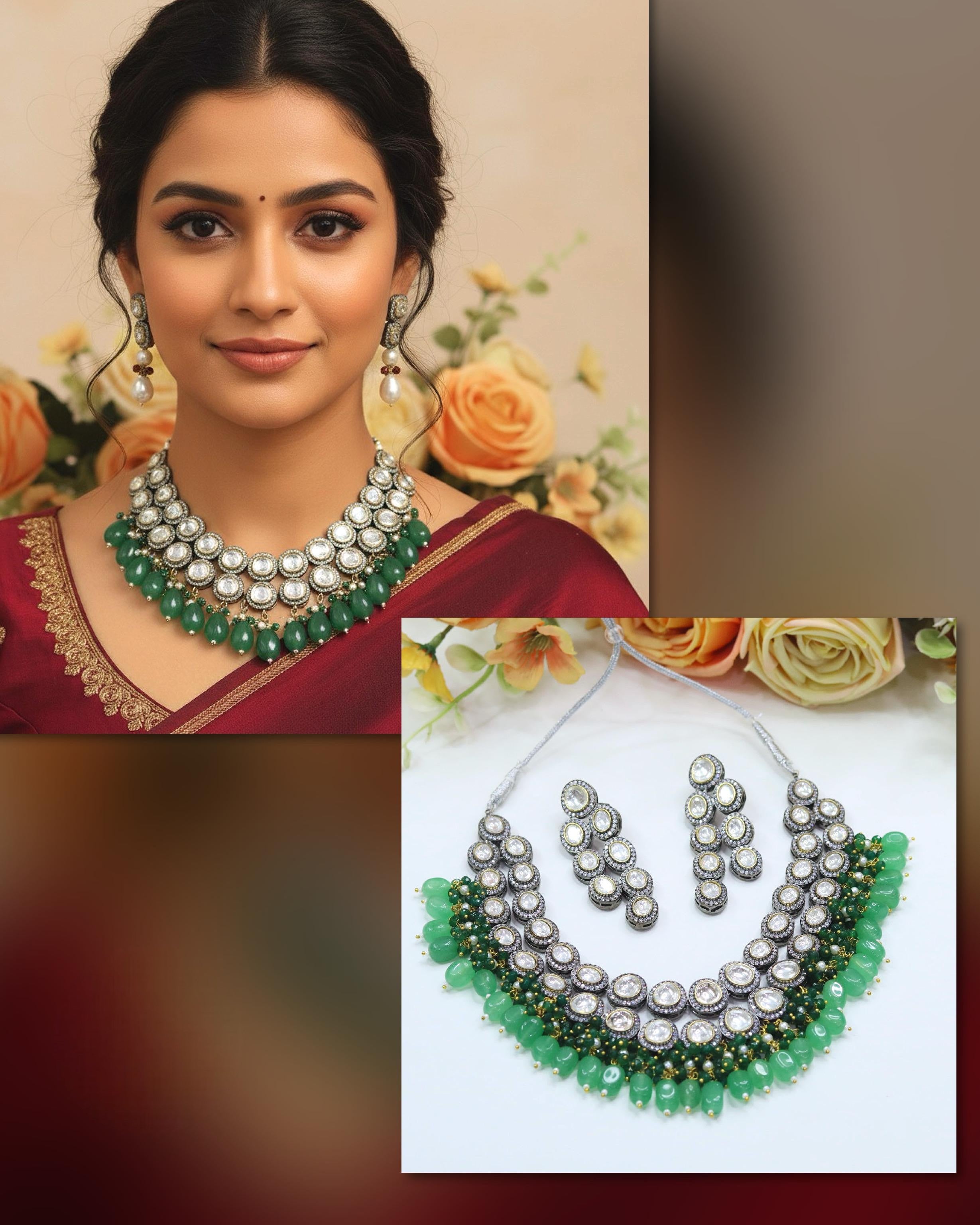Kundan Pearl Bridal Necklace Set | Indian Jewellery | Beautiful Kundan Jewellery | Indian Necklace With Earrings Set