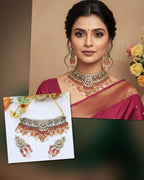 Elephant-Inspired Choker Pearl Necklace Set | Indian Jewellery | Pearl Indian Necklace Set with Matching Earrings | Premium Indian Jewellery