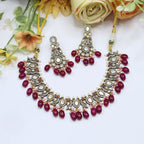 Beaded Kundan Necklace Set | Indian Jewellery | Kundan Indian Necklace Set with Matching Earrings | Premium Indian Jewellery