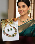 Multicolor Kundan Necklace Set | Indian Jewellery | Kundan Indian Necklace Set with With Earrings | Premium Indian Jewellery