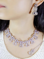 Stone & Zircon Bridal Necklace Set | Indian Jewellery | Premium Stone Jewellery Indian Neckles Set with Earrings & Maangtika