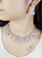 Stone & Zircon Bridal Necklace Set | Indian Jewellery | Premium Stone Jewellery Indian Neckles Set with Earrings & Maangtika