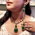 Gold Tone Kundan Style Necklace Set | Indian Jewellery | Kundan Jewellery Indian Necklace Set with Earrings & Maangtikka