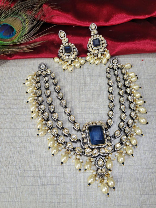 Bridal Kundan Pearl Beaded Jewellery Set | Kundan Polki Indian Choker Necklace Set | Elegant Indian Jewellery