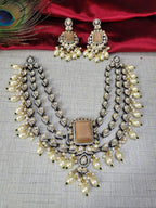Bridal Kundan Pearl Beaded Jewellery Set | Kundan Polki Indian Choker Necklace Set | Elegant Indian Jewellery