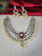 Bridal Kundan Pearl Beaded Jewellery Set | Kundan Polki Indian Choker Necklace Set | Elegant Indian Jewellery