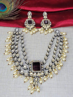 Bridal Kundan Pearl Beaded Jewellery Set | Kundan Polki Indian Choker Necklace Set | Elegant Indian Jewellery