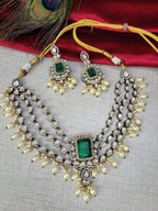 Bridal Kundan Pearl Beaded Jewellery Set | Kundan Polki Indian Choker Necklace Set | Elegant Indian Jewellery