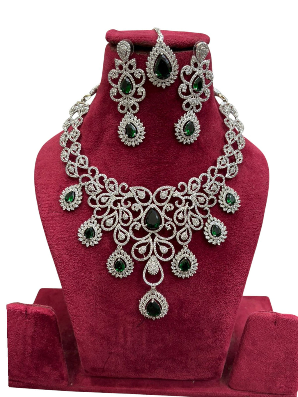 Bridal Kundan AD Necklace Set | Kundan Polki Indian Jewellery | Necklace Set with Earrings & Maangtika