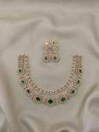 Bridal AD Necklace Jewellery Set with Matching Earrings | Sparkling American Diamonds | Traditional Indian Necklace Set | Indian Jewellery
