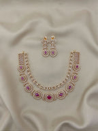 Bridal AD Necklace Jewellery Set with Matching Earrings | Sparkling American Diamonds | Traditional Indian Necklace Set | Indian Jewellery
