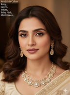 Bridal AD Necklace Jewellery Set with Matching Earrings | Sparkling American Diamonds | Traditional Indian Necklace Set | Indian Jewellery