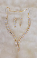 Sparkling Leaf Design Necklace Set with Matching Earrings | American Diamond | Sparkling Crystal Indian Necklace Set | Traditional Indian Jewellery