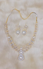 ridal Gold-Plated Jewellery Set with Matching Earrings | Sparkling Crystals & Pearls | Traditional Indian Necklace Set | Indian Jewellery