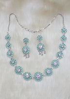 Bridal Stone Necklace Jewellery Set | Silver-Plated Base | Traditional Indian Necklace Set | Indian Jewellery for Brides