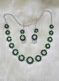 Bridal Stone Necklace Jewellery Set | Silver-Plated Base | Traditional Indian Necklace Set | Indian Jewellery for Brides
