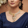 Bridal Peacock-Inspired Jewellery Set – Indian Necklace Set with Kundan Polki Design & Earrings | Traditional Indian Wedding Jewellery