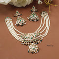 Bridal Meenakari Jadau Necklace Jewellery Set – Indian Pearls Choker with Earrings | Traditional Bridal Choker Indian Necklace Set