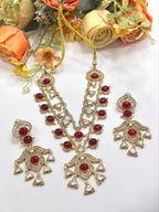 Stone Long Necklace Bridal Jewellery Set – Indian Necklace Set, Kundan Stone Haar with Earrings | Traditional Indian Wedding Jewellery