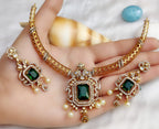 Diamond-Look Bridal Jewellery Set – Indian Necklace Set with Pearl Drops & Kundan Stone Design | Earrings Included | Traditional Indian Wedding Jewellery