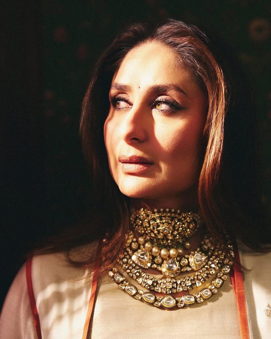 Bollywood Inspired Kareena Kapoor Jewellery Set – Kundan Polki Choker & Earrings, Elegant Indian Bridal Jewellery