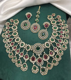 AD Stones Beaded Jewellery Set – Indian Necklace Set, Earrings & Maangtika Set, Elegant Indian Bridal Jewellery