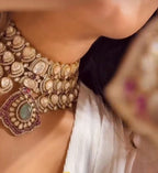 Bridal Moissanite Kundan Choker Set – Royal Indian Jewellery, Kundan Necklace with Maangtika & Earring Set, Elegant Bridal Indian Jewellery