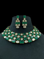 Bridal Kundan Stone Beaded Jewellery Set | Traditional Kundan Polki Indian Necklace Set with Earrings | Indian Bridal Jewellery for Wedding & Party Wear