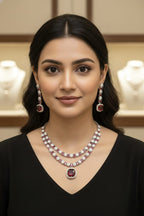 Silver American Diamond Jewellery Set | Elegant Indian Necklace Set with Earrings | Traditional Indian Bridal Jewellery for Wedding & Party Wear