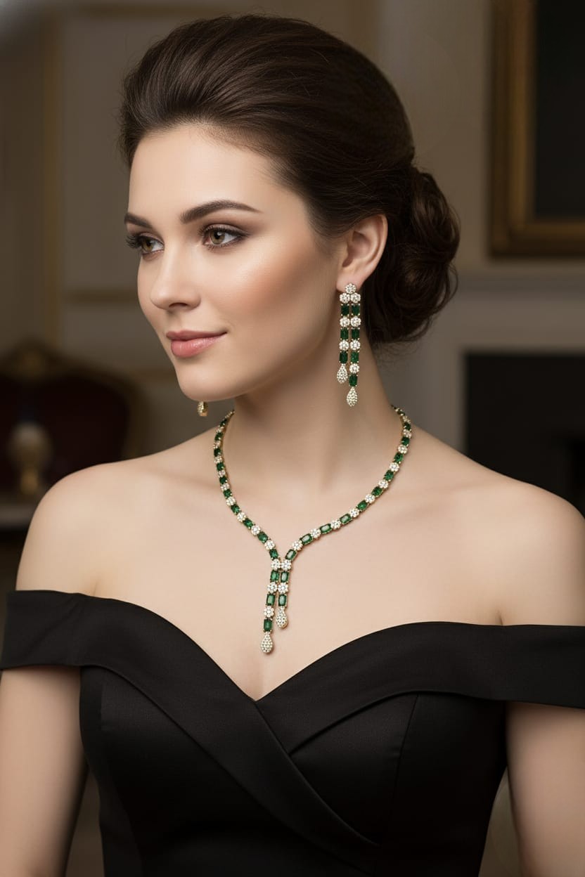 AD Jewellery Necklace Set – Statement Necklace for Women | Indian Jewellery Online